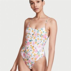 Victoria Secret Swim Essential Scoop One-Piece Swimsuit size XS lemon floral